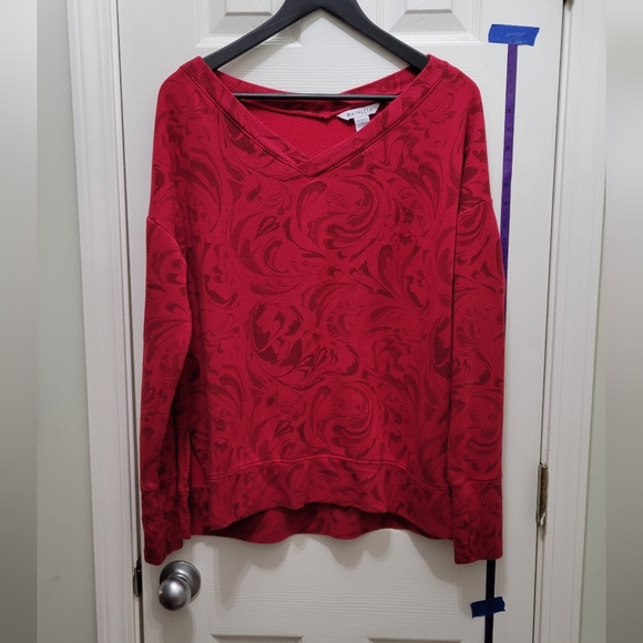 Athleta Red Patterned Crew Neck Sweater - Picture 2 of 11